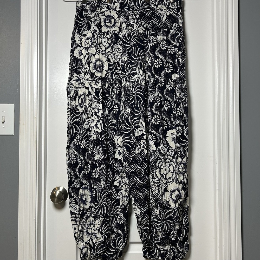 By Anthropologie Printed Cuffed Elastic Waist Harem Pants Vacation Core Style‎